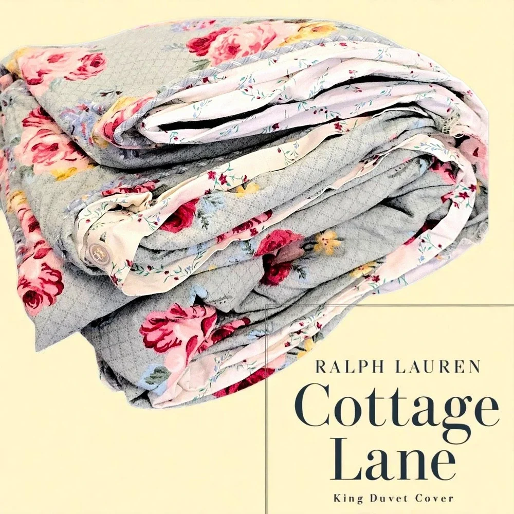 💐 RARE KING Ralph Lauren Cottage‎ Lane Duvet Cover – Reversible Floral